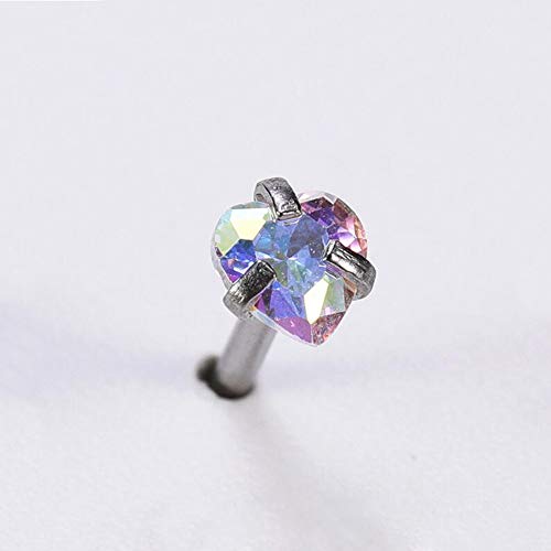 Upstore JJY45789 1Set/3Pcs(Round+Heart+Star) 20 Gauge/0.8Mm Curved Nose Rings Stainless Steel Nose Studs Cubic Zirconia Screw Piercing Tool Body Jewelry thumb #3