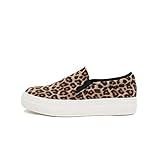 Soda Hike ~ Slip On Double Layer Foam Padded Cushion Sock Fashion Sneakers (10, Oatmeal Cheetah)