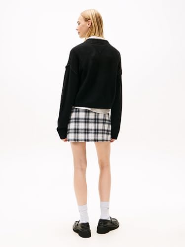 TOMMY HILFIGER TJW VARSITY VNECK SWEATER Kadın Kazak, Siyah, S - Görsel 2