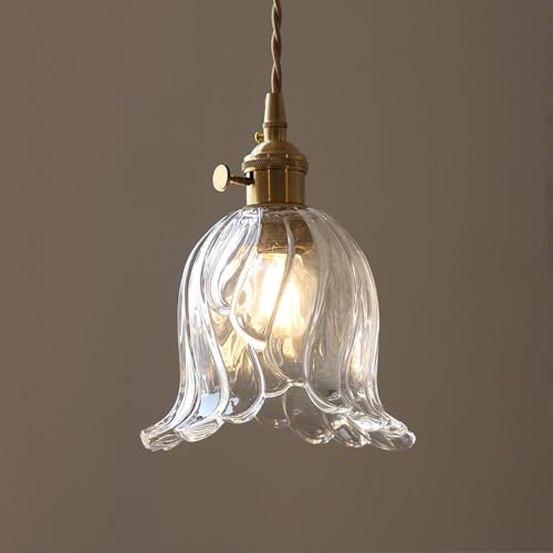 SIYGANK Amber Glass Pendant Lights Kitchen Island Nordic Modern Pendant Lighting Industrial Farmhouse Chandelier Clear Blown Glass Green Hanging Lamp For Bedroom Dining Room Bathroom Living Room