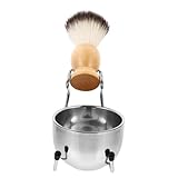 DECORNIJIA シンプル設計で実用的な軽量シェービングソープボウル ハンドル付きヒゲ剃りブラシとスタンド 携帯便利で清潔保持 メンズ用フェイ