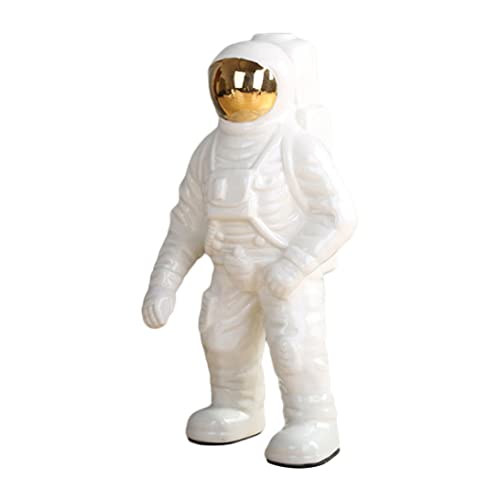 Odoukey Astronauti bianchi Vaso in ceramica Figurine creative decorative Portafiore singolo Decorazione desktop per la casa