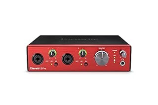 Focusrite Clarett+ 2Pre, interfaccia audio USB-C alimentata tramite bus per la produzione musicale, con due preamplificatori professionali e uscite per cuffie/ingressi strumenti potenti e trasparenti