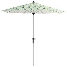 Portable Round Outdoor Beach Patio Umbrella with Easy Crank Lift,2.7M/8.9Ft Large Garden Parasol Umbrella with Pole,Good Sun Protection and Waterproof