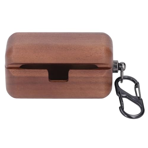 Akozon Estuche de Madera para Auriculares AZ80: Elegante Protector de Nogal con Soporte de Carga Inalámbrica, Forro Suave y Almacenamiento Seguro