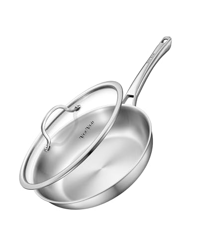 VocVoi 11.5 inch Tri-Ply Stainless Steel Frying Pan with LID,Works on Induction,Ceramic and Gas...
