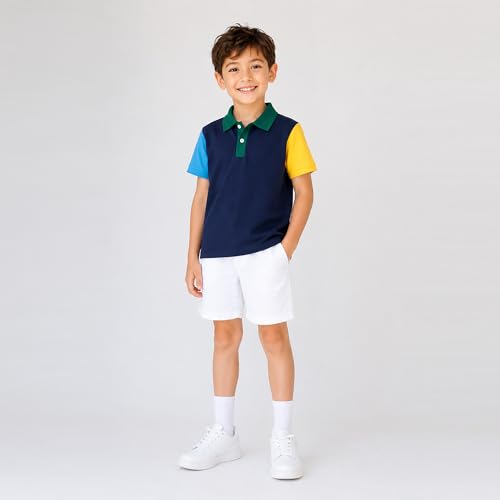 Image of Mud Kingdom Boys Polo Shirt Short Sleeve School Uniform Pique Polo Summer