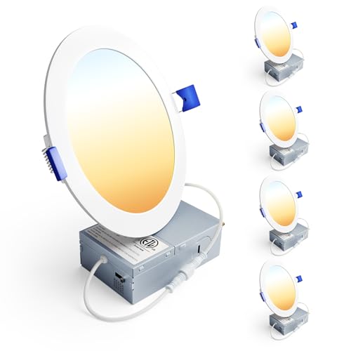Ensenior 4 Pack 6 Inch LED Recessed Light, Dimmable, 2700K-5000K 5CCT, 1200LM High Brightness, 12W...