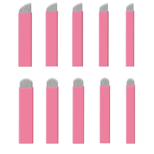 Guapa 50 agujas profesionales para microblading nano: hojas desechables para tatuajes de cejas de 0,15 mm de diámetro para suministros de maquillaje permanente (12Slope)