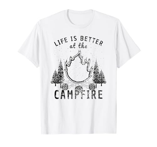 La vita è migliore di Campfire Camping Design Camping Lover Maglietta