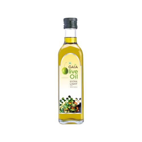 Image of Gaia Extra Light Olive Oil(250 Ml) Zero Cholesterol, Low Saturated Fat, Good for Frying, Roasting, Baking and All Indian Cusines,Enhanced Taste and Flavor, Helps Reduce Bad Cholesterol