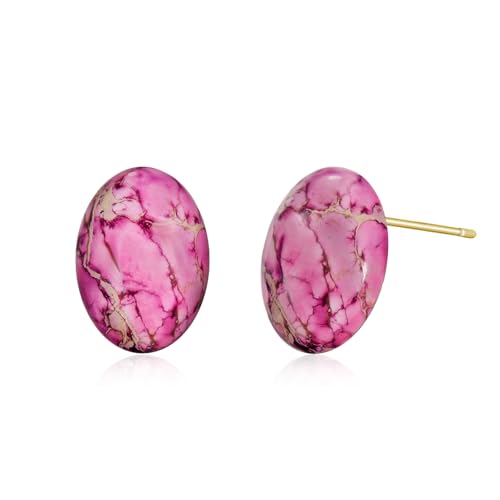 Boucles d'oreilles ovales en pierre naturelle d'exception