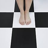 Vinylboden Selbstklebend PVC Bodenbelag Selbstklebend Fliesen Vinyl Bodenaufkleber Wasserdicht für Küche Wohnzimmer Badezimmer Schwarz und Weiß 30X30cm 10pcs