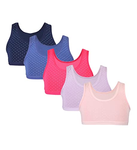 TupTam Mädchen Bustier mit Breiten Trägern 5er Pack Farbe: Farbenmix 3 Größe: 146-152