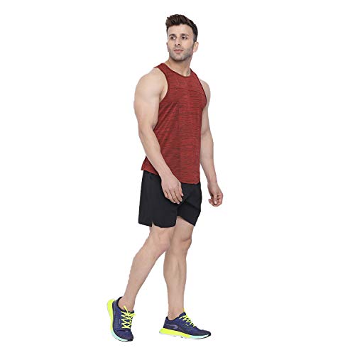 Image of CHKOKKO Men Polyester Printed Gym Co-Ord Sets Sleeveless Tank Top With Shorts