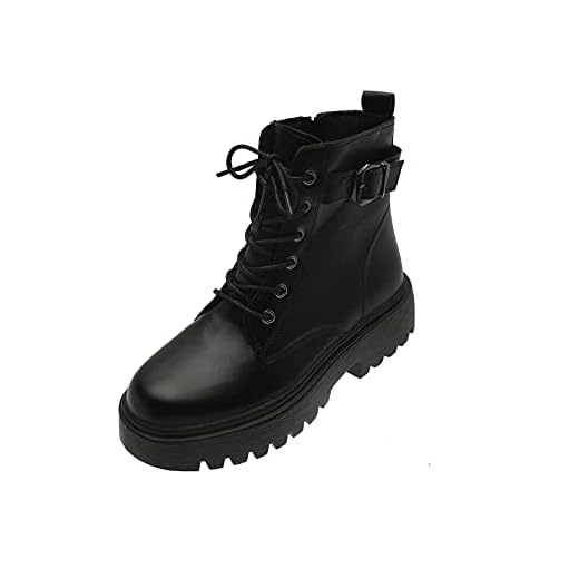 Bottes à lacets imperméables pour femme - Bottines de marche classiques avec fermeture éclair latérale et talons bas - Style décontracté et confortable - Pour la randonnée, le travail, Noir , 38 EU
