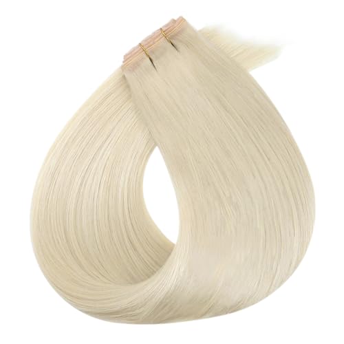 Image of Full Shine Ovo Weft Hair Extensions 16 Inch 80G Platinum Blonde Human Hair