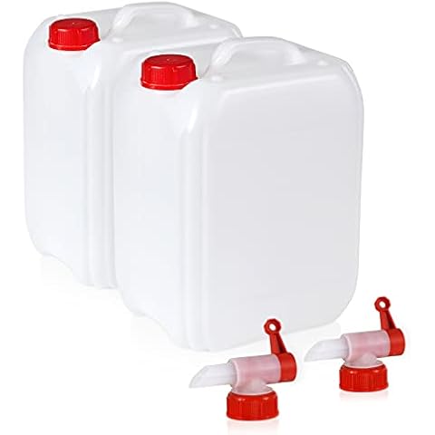 Höfer Chemie 2 x 10 L Leere Kunststoff Wasserkanister Set für Camping & Freizeit, BPA-frei, lebensmittelgeeignet Cover