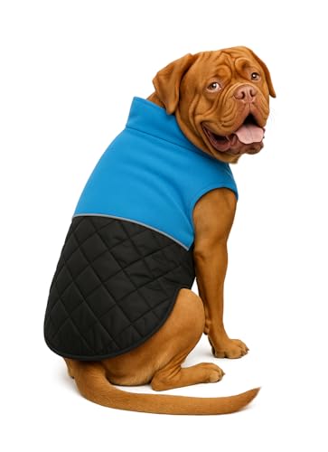 Image of The Pets Company Dog Winter Coat Jacket, Clothes, Windproof, Light Weight, Washable, Ultra Warm Thick Fleece Lined Dog Vest for Cold Weather Protection, (Reversible Blue, XX-Large - 30 Inch)