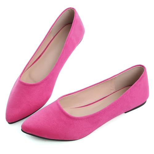 Image of Dear Time Women's Pointed Toe Ballet Flats Simple Casual Office Work Flats Slip-on Comfortable Shoes