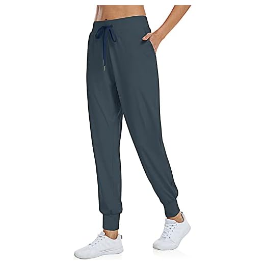 UEU Womens Jogger Pants Lounge Running Drawstring Tapered Sweatpants with Pockets for Workout Athletic Casual Outdoor (Gray Blue, S)