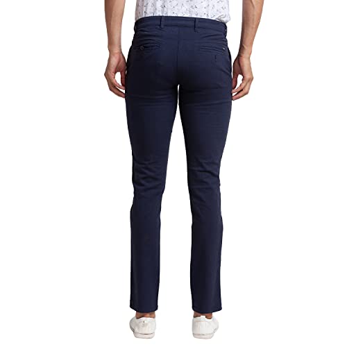 Image of Parx Men's Cotton Blend Yarn Dyed Pattern Low Rise Tapered Fit Flat Front Casual Trouser