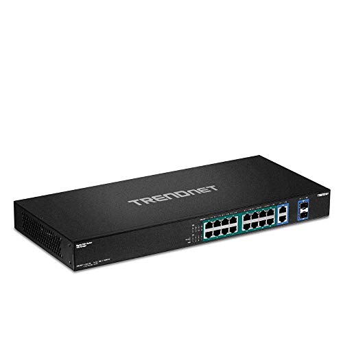 TRENDnet Switch PoE+ Gigabit 18 Puertos, 16 Puertos PoE+, 2 Puertos Compartidos Gigabit, 36Gbps, 440W Presupuesto PoE, Modelo TPE-TG182F (Renovado) miniatura 1