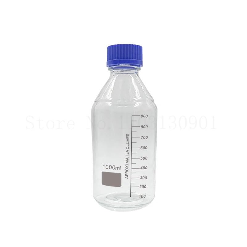 Frasco de vidrio transparente marrón con tapa de rosca for reactivos de laboratorio, sellado, for muestras de laboratorio (1000 ml, 1 unidad).(1000mL 1pc)