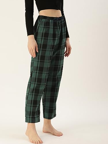 Image of KRYPTIC Women's 100% Pure Cotton Woven Pyjama | Mid Rise Relaxed Fit Full Length Nightwear Pant with Elasticated Drawstring Waistband & Side Pocket | Comfortable Lounge, Sleepwear & Casual Bottom Wear