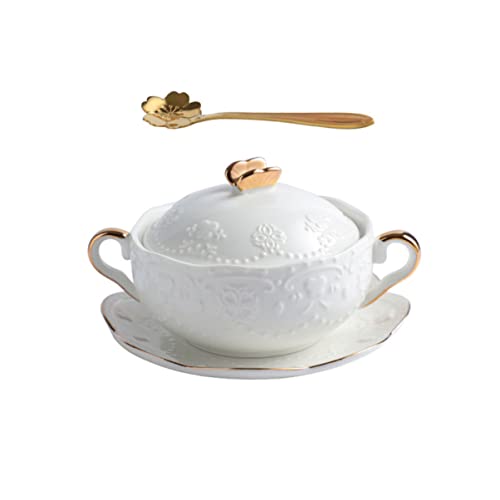 HEMOTON Olla Pequeña de Cerámica para Estofado con Tapa Cuenco para Cena Cuenco para Pasta Olla con Tapa Cover