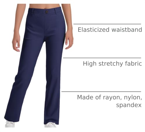 Image of Girls Uniform Pants Kids Dress Pants High Stretchy with Pockets