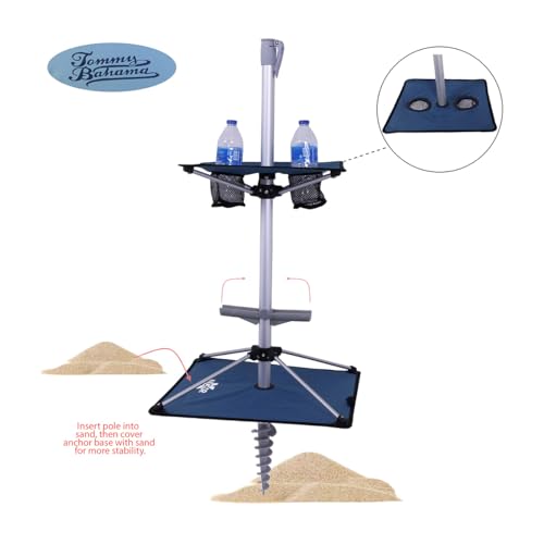 Tommy Bahama 7 ft Fiberglass Beach Umbrella for Sand with Integrated Anchor