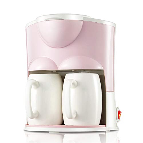 SWKUN F Cafeteras - Filtro de Precisión Diseño de Suspensión Base Antideslizante Cinco Minutos de Café Super Rápido Haciendo Hogar/Oficina Mini Cafetera Doble Taza 0.3L 220V 500W,Rosado