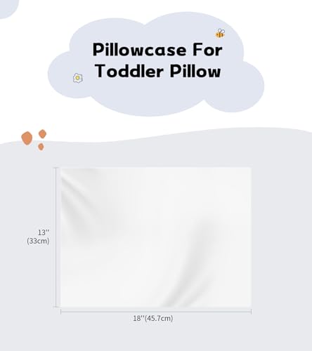 Image of Deep Dream 100% Cotton Toddler Pillowcases Set of 2, 13x18 Inches Fits Baby Pillow Sized 12x16, 13x18, 600 Thread Count Cotton Small Travel Kids Pillow Case Covers with Envelope Closure, White