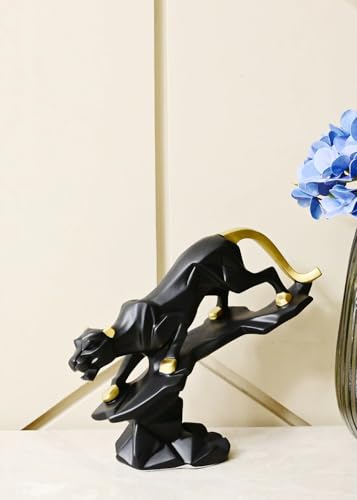 Image of AUGEN Polyresin Jaguar Black Idol Statue Showpiece for Home Decor Decoration and Gifting (1 Piece, 9819B)