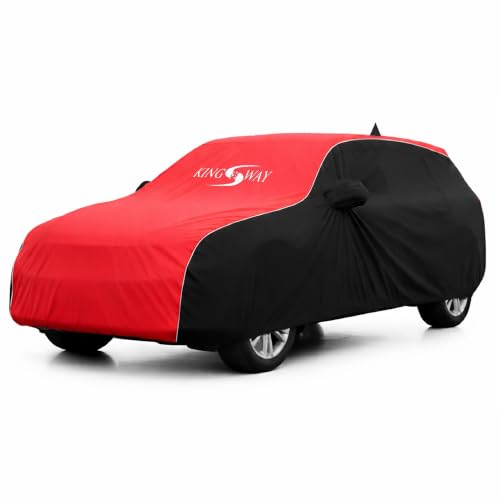 Image of KINGSWAY Super Waterproof Car Cover Only with Mahindra XUV 300 (Year 2019 to 2023 - All Model) | Mirror and Antenna Pockets | All Weather Car Body Cover with Silver Piping | Black Red
