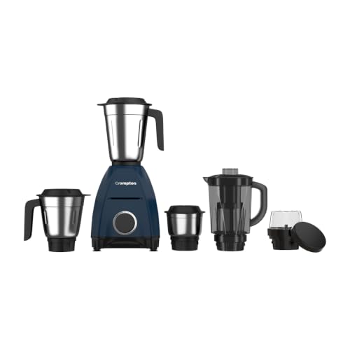 Image of Crompton DX 750W Mixer Grinder with 5 Jars| 3 Stainless Steel Jars, 1 Blender Jar with Fruit Filter & 1 Grind & Store Jar | Powertron Motor | 2 Years Warranty