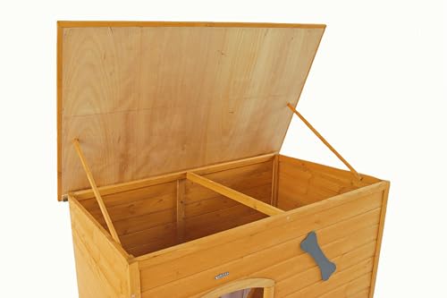 Wooden Doghouse for Small, Medium, Large Dogs, Waterproof, Outdoor/Indoor Kennel,Puppy Shelter with Elevated Floor (Natural, M) - Image 5