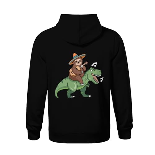 Kids Funny Mexican Sloth Riding Cute T-Rex Dinosaur Boys Girls Lightweight Kangaroo Pocket Fleece Hoodies3