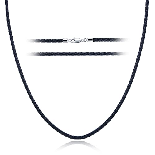 Collier en cuir italien véritable MOONQUEEN avec fermoir argent 925 fabriqué en Italie
