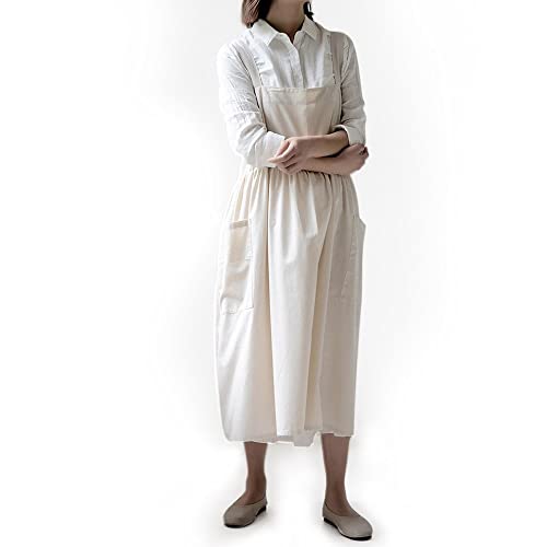 Amazon.co.jp: ギャザーエプロン バッククロスエプロン ワンピース