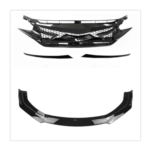 Grille pare-choc avant centrale pour Civic 10 2016-2018 avec maille noire et lèvre inférieure