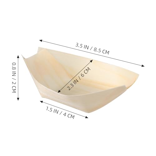STOBOK 150pcs Wooden Boats for Food Plates Disposable Wooden Boats for Serving Food Party Garden Hot Dogs Sushi Salad Dessert Wood Tray for Catering Restaurants Home