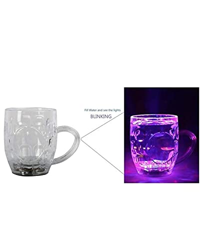 Shomex® Rainbow Color Magic Cup LED Flashing 7 Color Changing Light. Pour Water or Tea in The Mug Lighting Cup Easy Battery Replace Glass 250 ml
