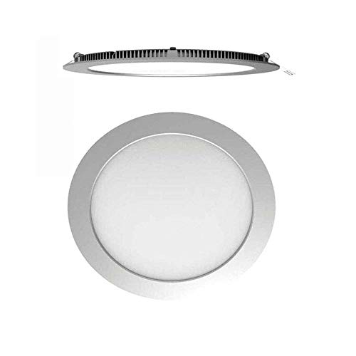 PACK DE 5 Downlight LED techo panel redondo ultra fino Plata , COLOR BLANCO NEUTRO 4500K dormitorio, salón, baño, cocina, oficina 1250lm, [CLASE ENERGETICA A++] Cover