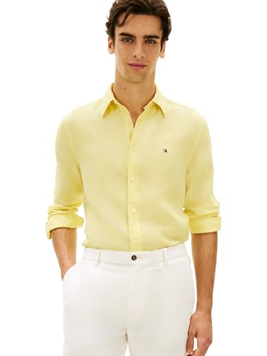 Image of Tommy Hilfiger Men's Long Sleeve Casual Linen Button Down Shirts in Regular Fit