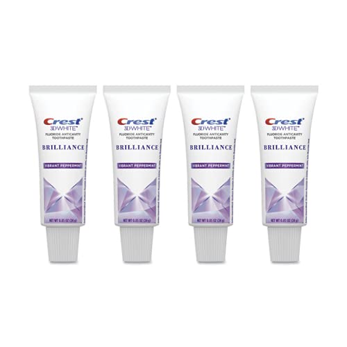 Simple Promise Crest 3D-Zahnpasta, Weiß, Brilliance, vibrierende Minze, Reisegröße, 24 g, 4 Stück