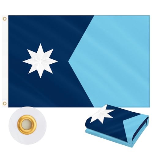 New Minnesota State Flag 3x5 FT Heavy Duty Outdoor Embroidered Star | Double Sided 210D Fabric | Brass Grommet and 4 Stitch Hemming | State of Minnesota MN Flag for House Garden and Outdoor Display