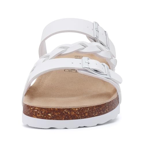 Image of KIDMI Women's Cork Footbed Sandals with Arch Support Comfortable Slip-On Slide Sandals With Adjustable Buckle for Summer