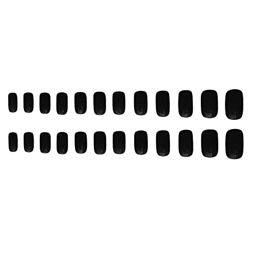 ネイルチップ 黒 付け爪 ショート 24枚セット 両面テープ付き つけ爪 ブラック 無地 シーンプル ネイルチップ シール 強力 ネイルアイテム 簡単に貼る 耐久 便利 オフィス 個性的 かっこいい